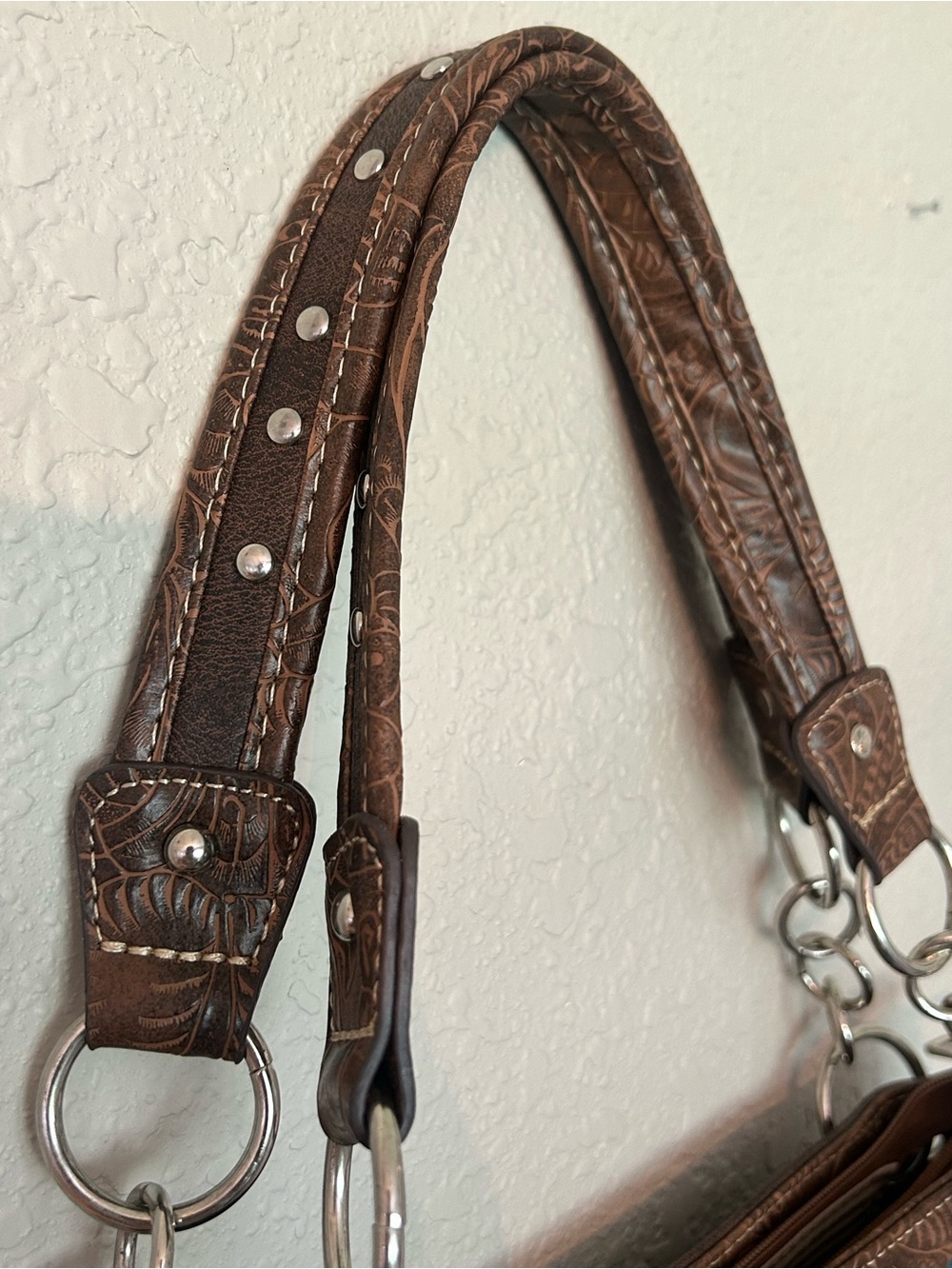 Brown and Turquoise Western Cross Satchel - Women Bags Conceal Carry - Picture 5 of 8